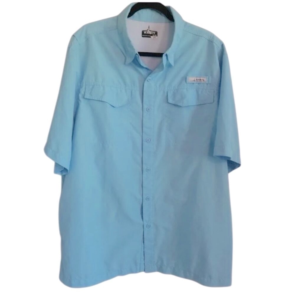Habit Men's Shoal Isle Short Sleeve Fishing Shirt Sail Blue Sz Large - Picture 2 of 7